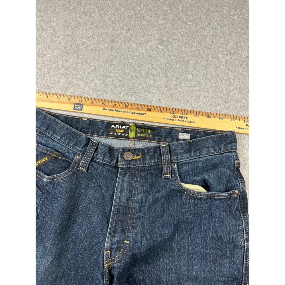 Ariat Rebar M5 Jeans Mens 34x30 Blue Straight Leg Denim Workwear Pants